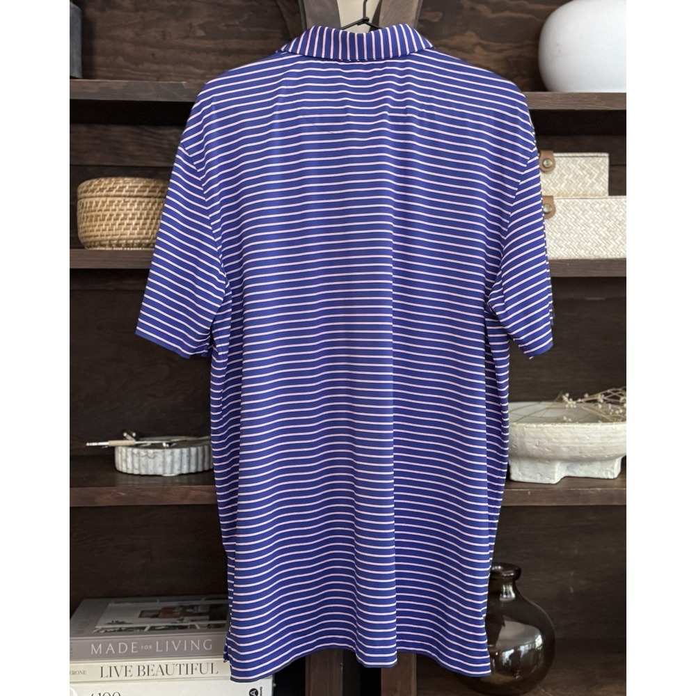 Donald Ross Men's XL Golf Polo Shirt Blue Striped Stretch Performance Activewear - Picture 4 of 7